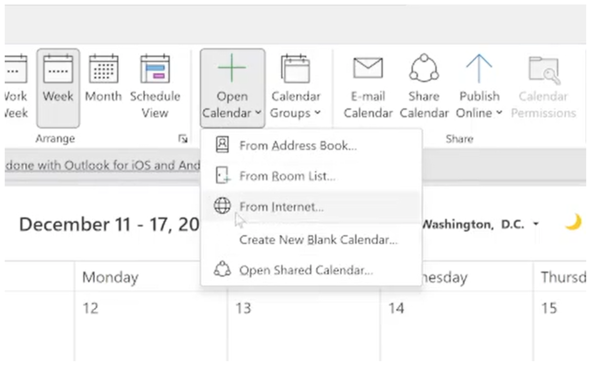 Subscribe to Outlook Calendar